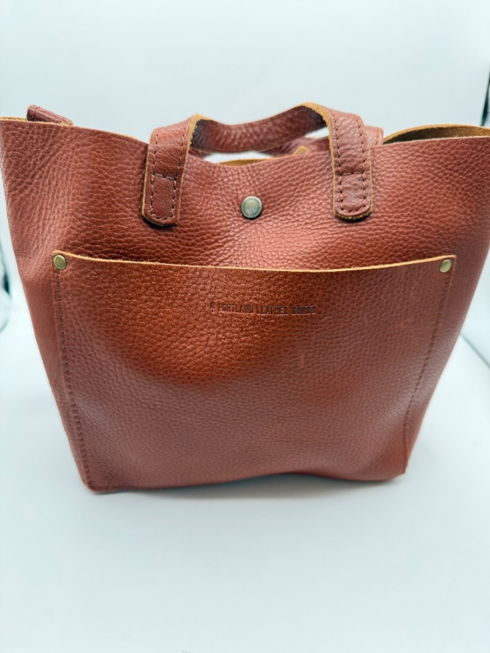 Portland Leather Goods Maple or Sedona Mini Classic Snap Crossbody Tote VGUC